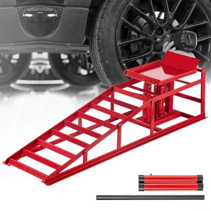 Heavy duty 4 ton hydraulic vehicle ramps with jack
