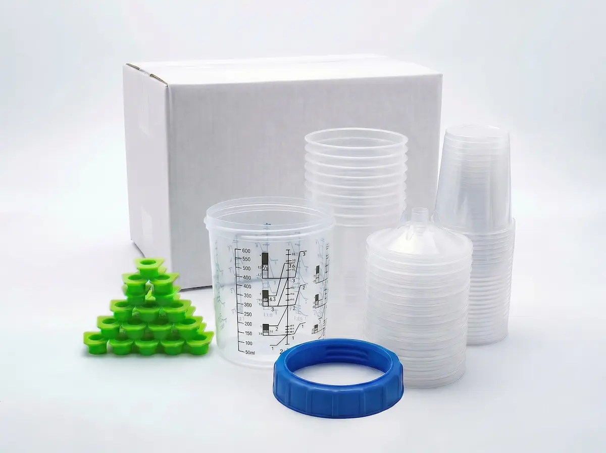 Disposable paint cup system packaging and delivery